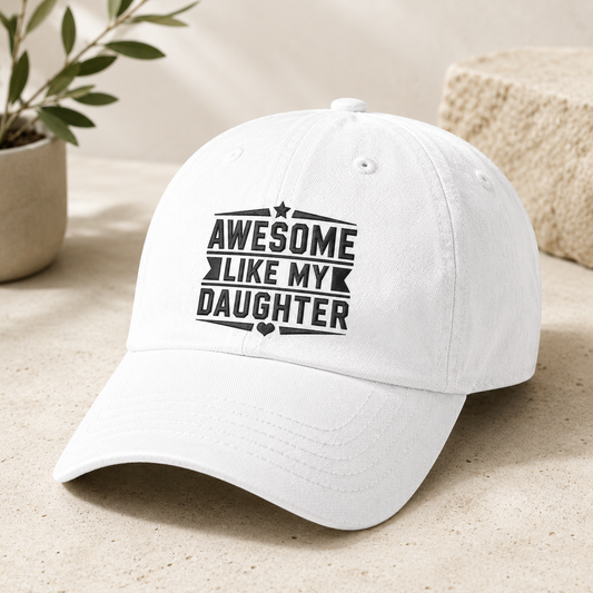 Awesome Like My Daughter Washed Cap, Girl Dad Baseball Hat, Father's Day Gift - Washed Cap - detail view