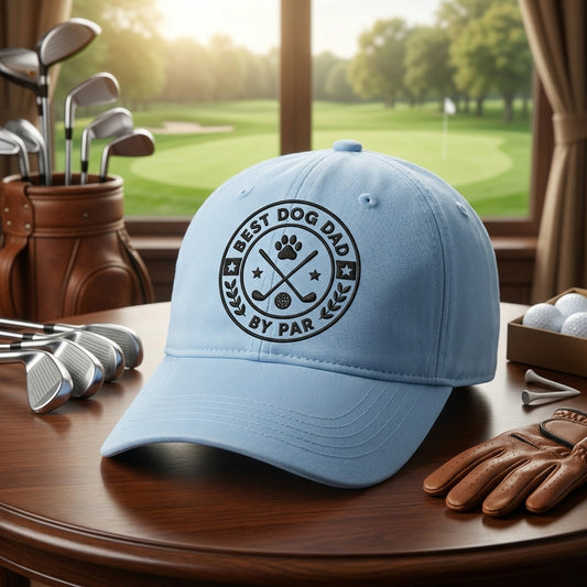 Best Dog Dad By Par Washed Cap, Golf Dog Dad Hat Gift