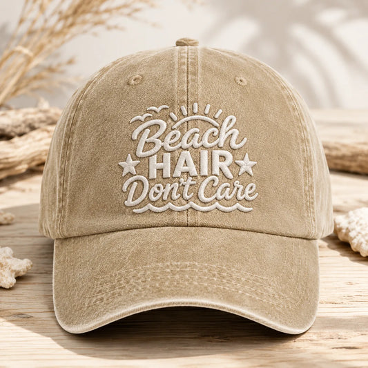 Beach Hair Don't Care Washed Cap - washed cap - side view