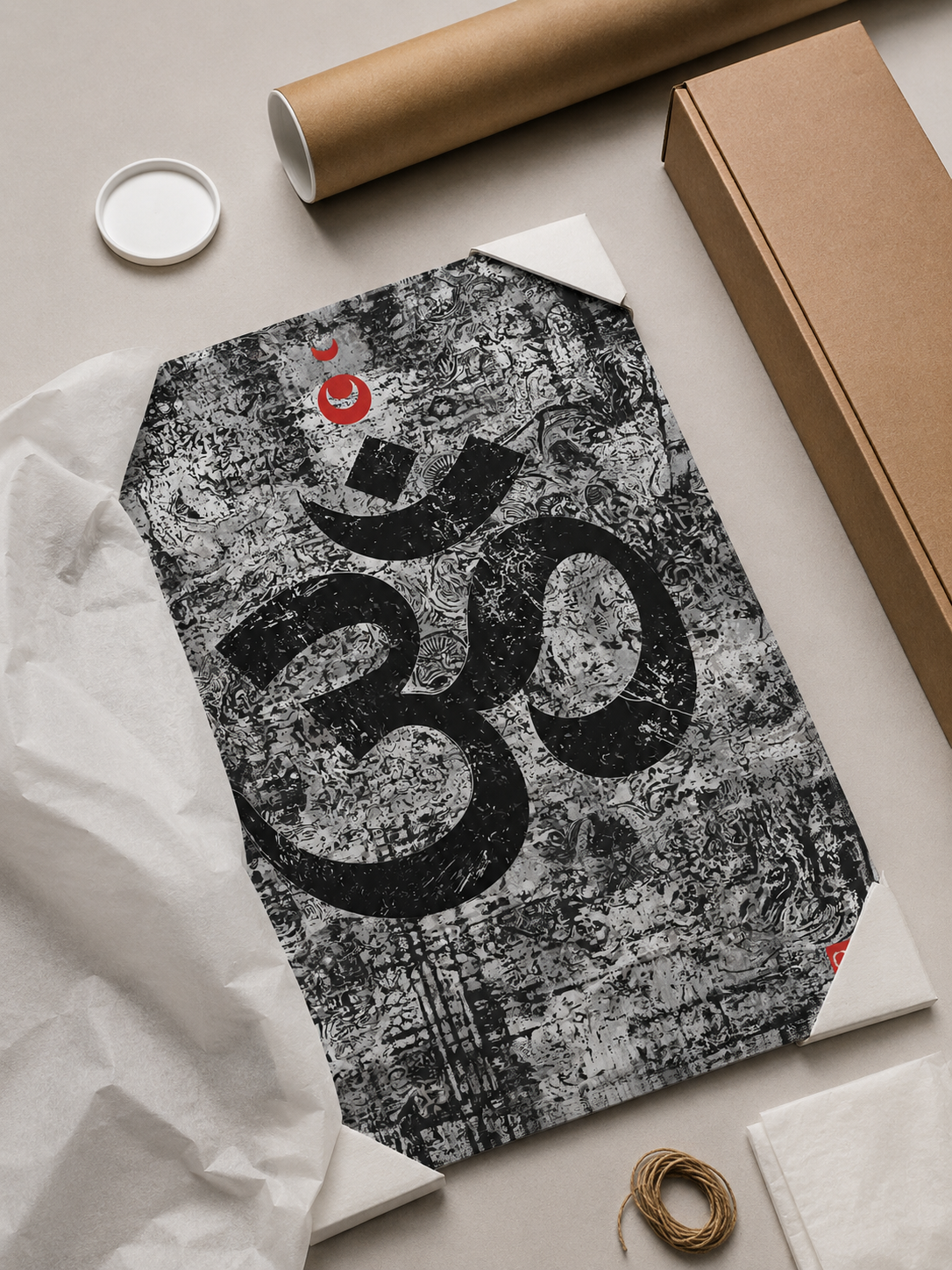 Black White Om Wall Art - Wall Art Decor - alternate angle - black white om wall art, om symbol art print