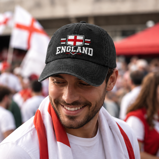 England Soccer Embroidered Washed Cap - Washed Cap - side view
