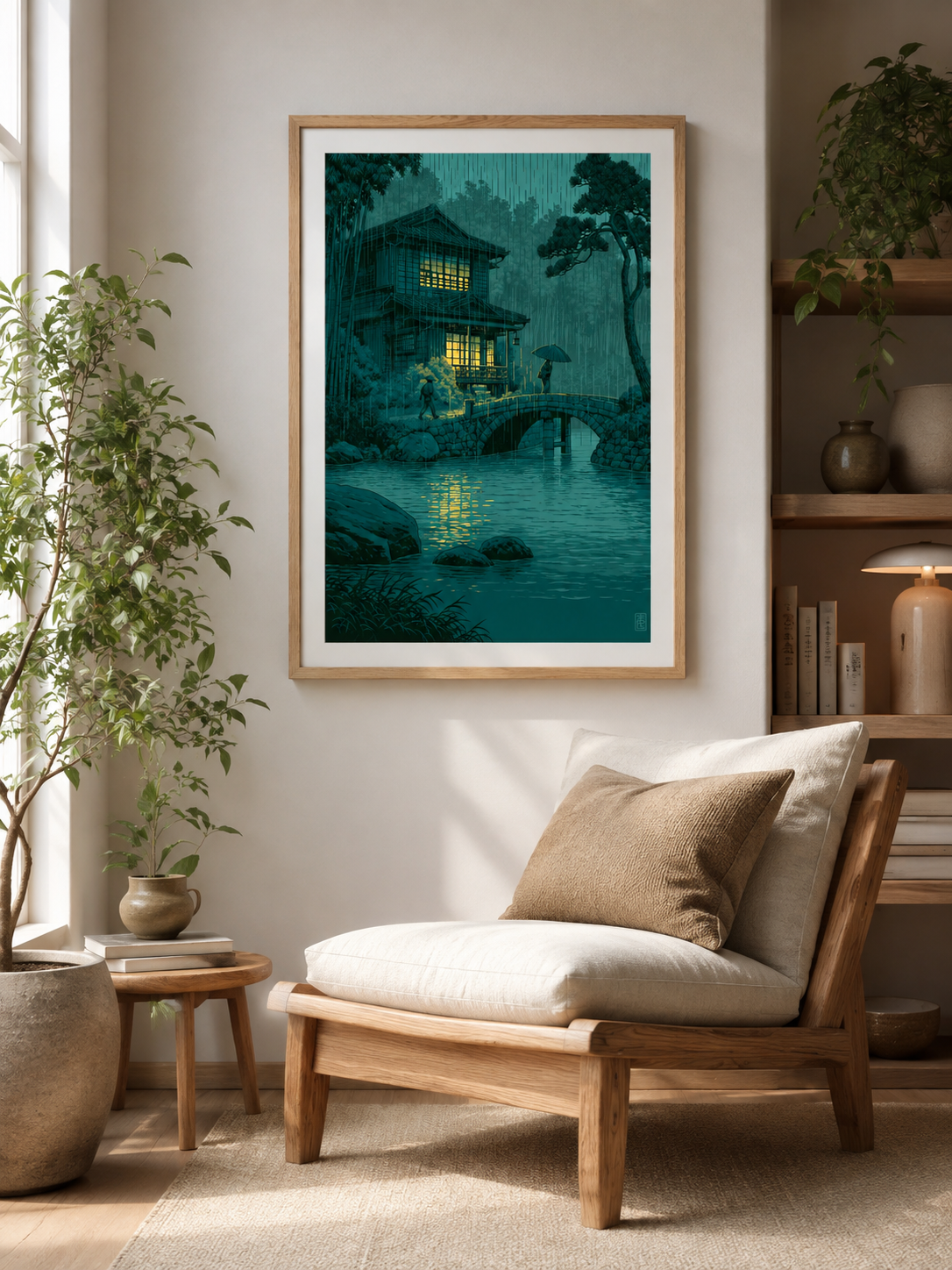 Paisaje Japonés en Póster - Wall Art Decor - alternate angle - japanese rainy night poster, japanese rain wall art