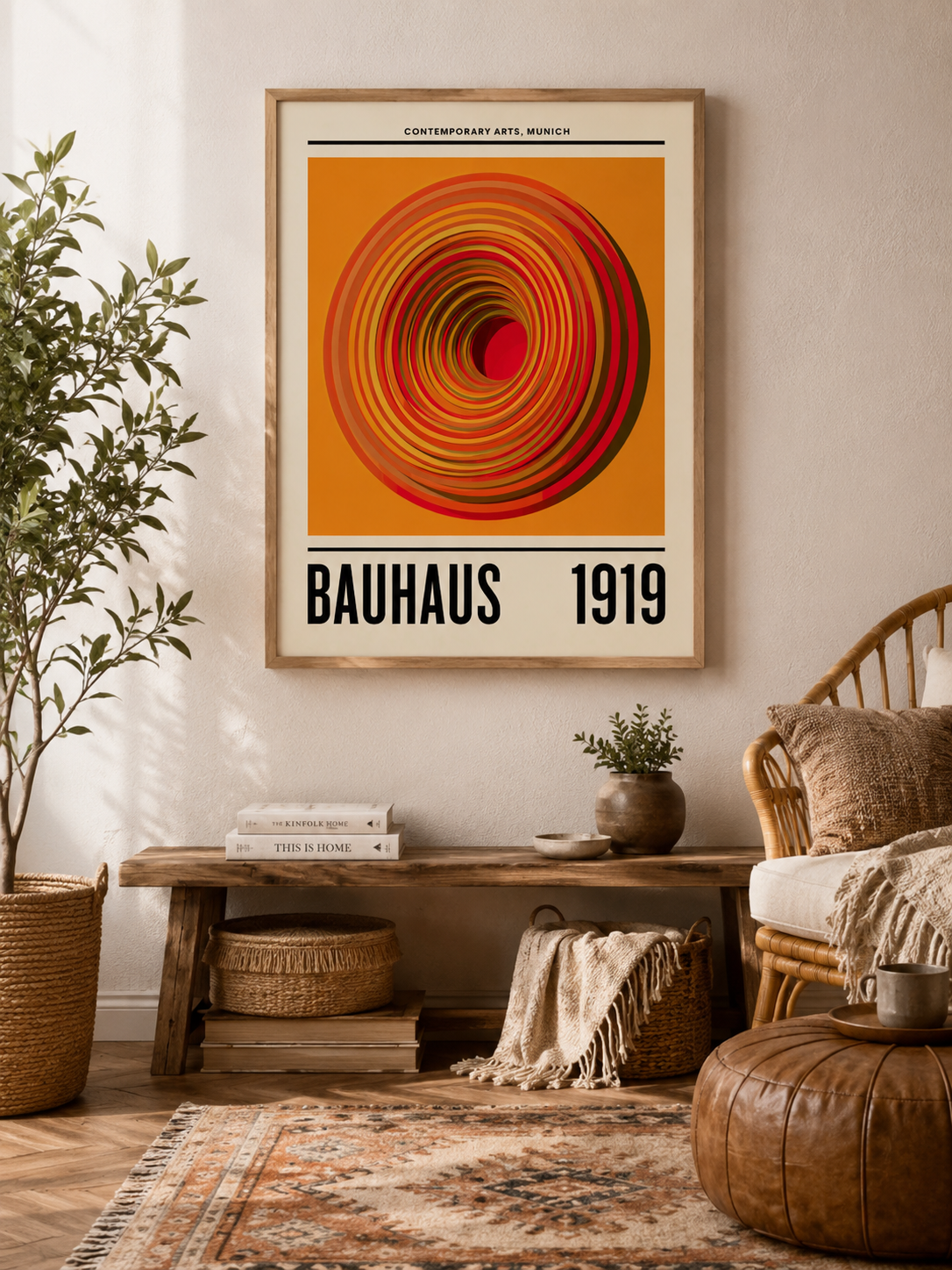 Orange Bauhaus Poster - Wall Art Decor - close-up - orange bauhaus poster, bauhaus wall art
