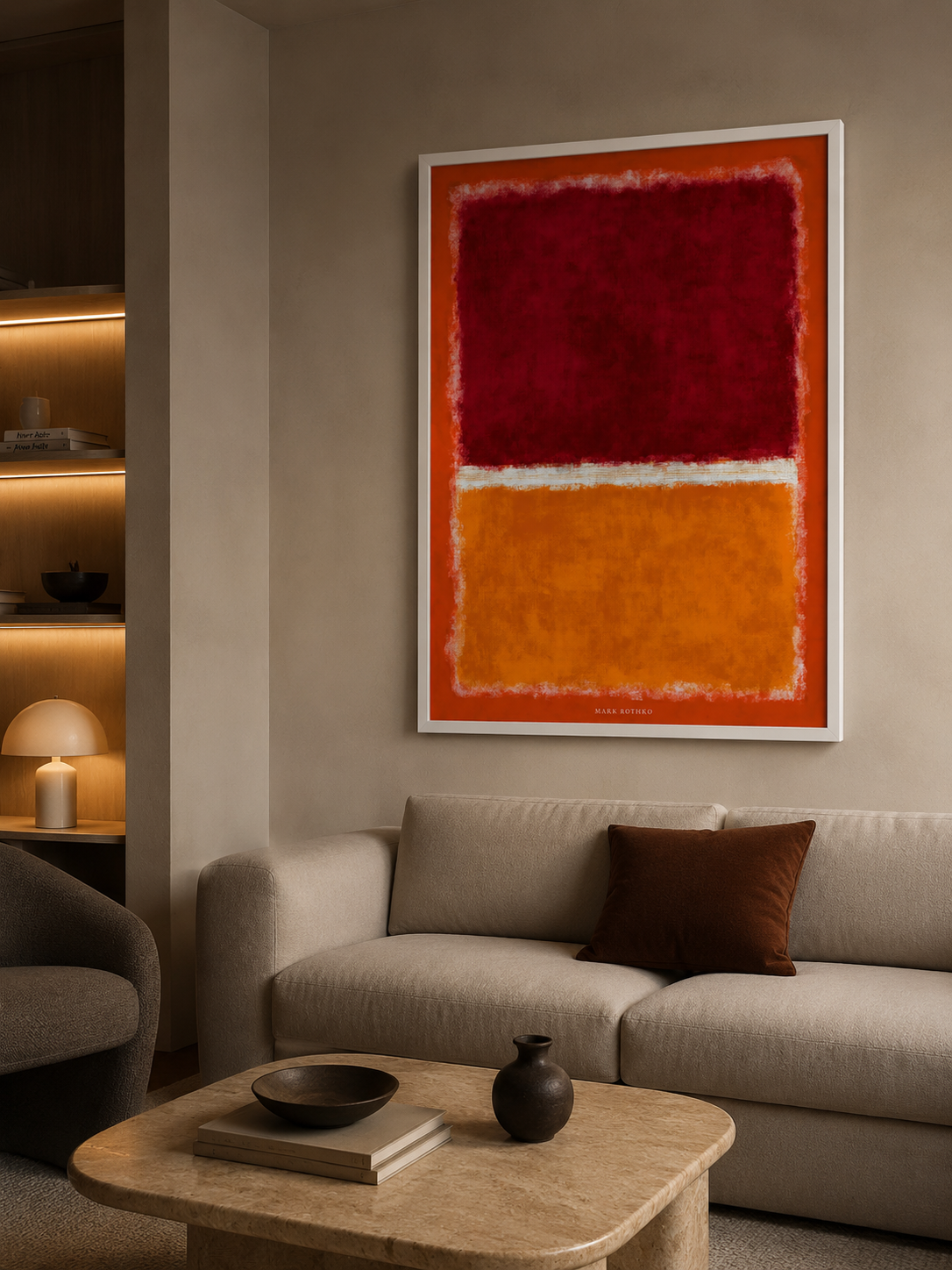 Rothko Inspired Crimson Poster - Wall Art Decor - alternate angle - rothko inspired crimson poster, red abstract wall art