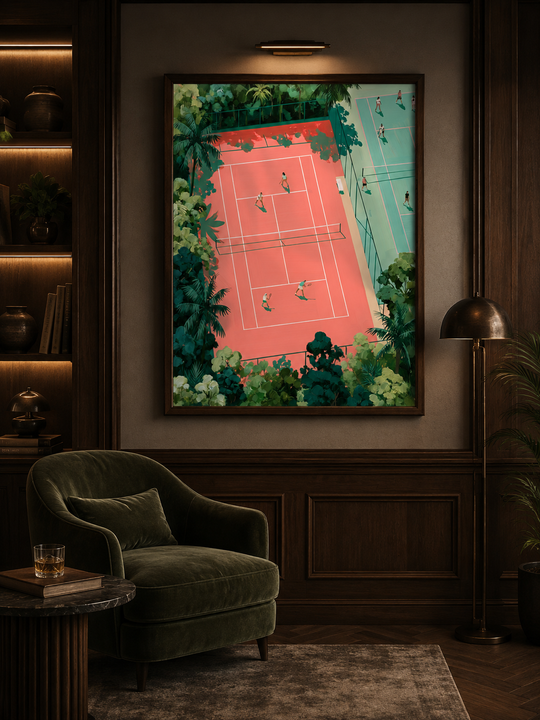 Tennis Court Wall Art - Wall Art Decor - alternate angle - tennis court wall art, tennis art print