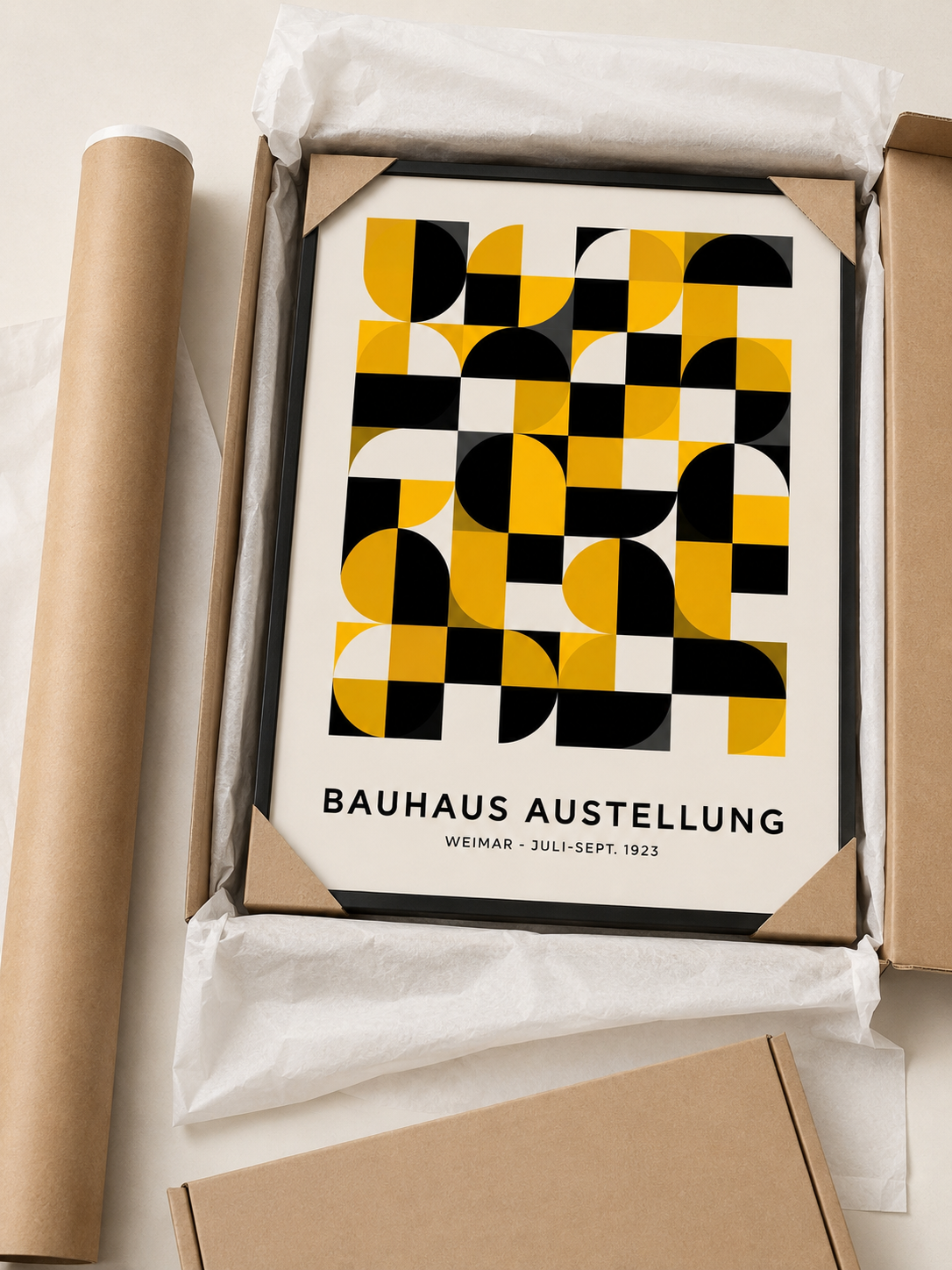 Giallo Nero Bauhaus Poster - Wall Art Decor - alternate angle - yellow bauhaus poster, bauhaus wall art