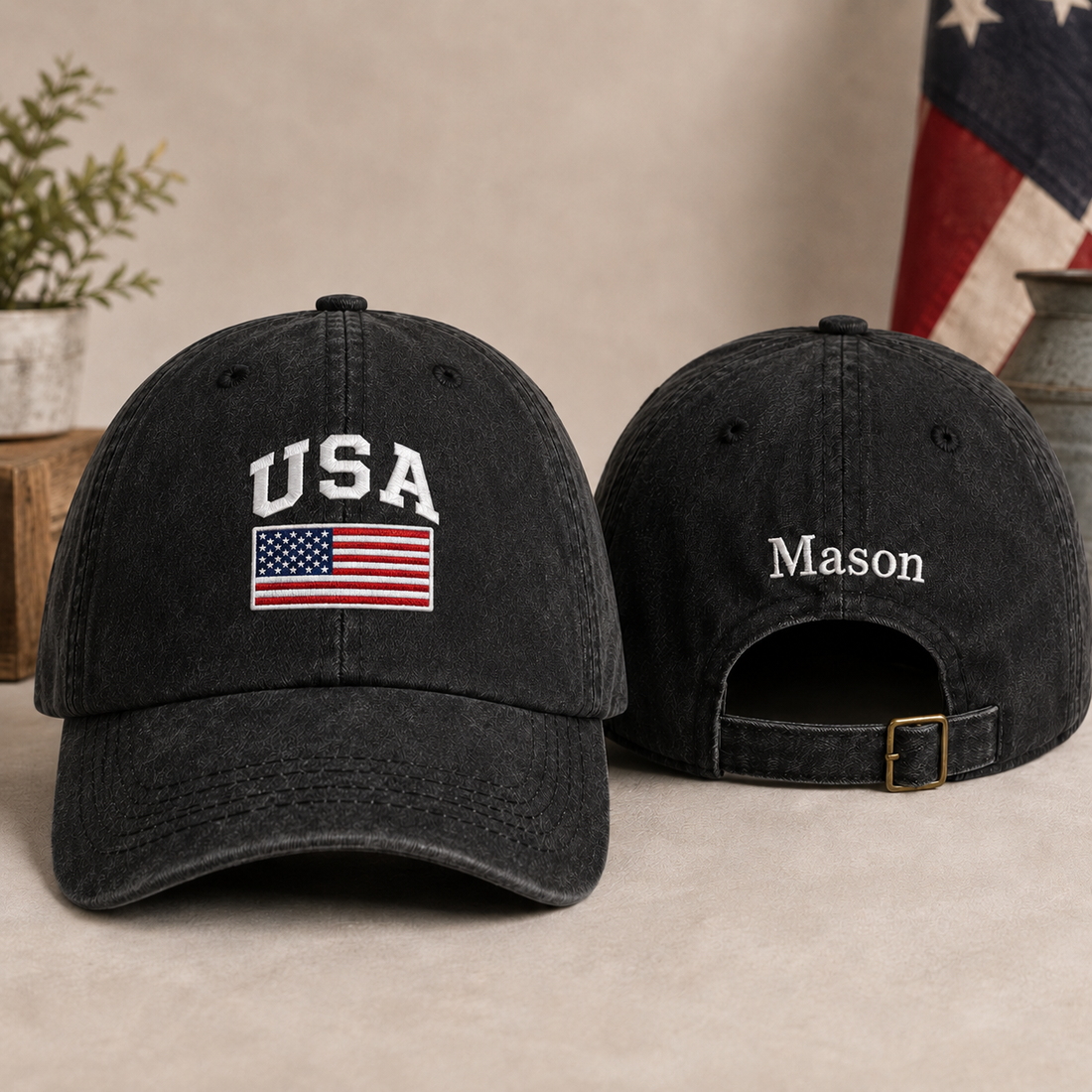 Patriotic Embroidered Caps for 4th of July and America's 250th