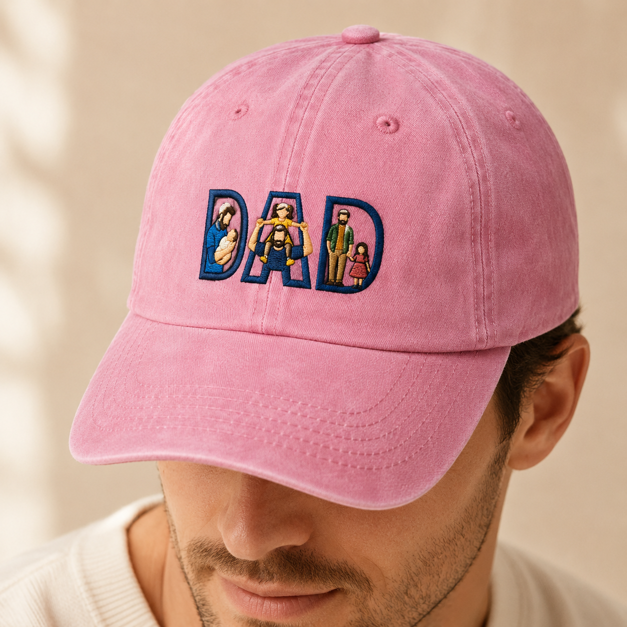 Dad Embroidered Washed Cap, Fatherhood Family Baseball Hat Gift - Washed Cap - lifestyle view 3