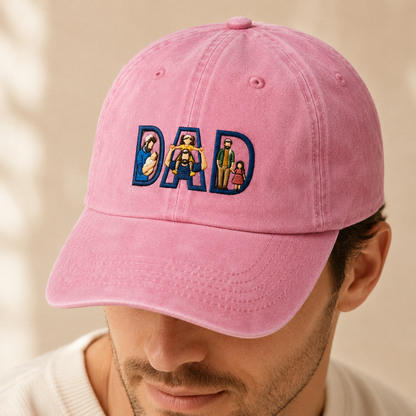 Dad Embroidered Washed Cap, Fatherhood Family Baseball Hat Gift - Washed Cap - lifestyle view 3