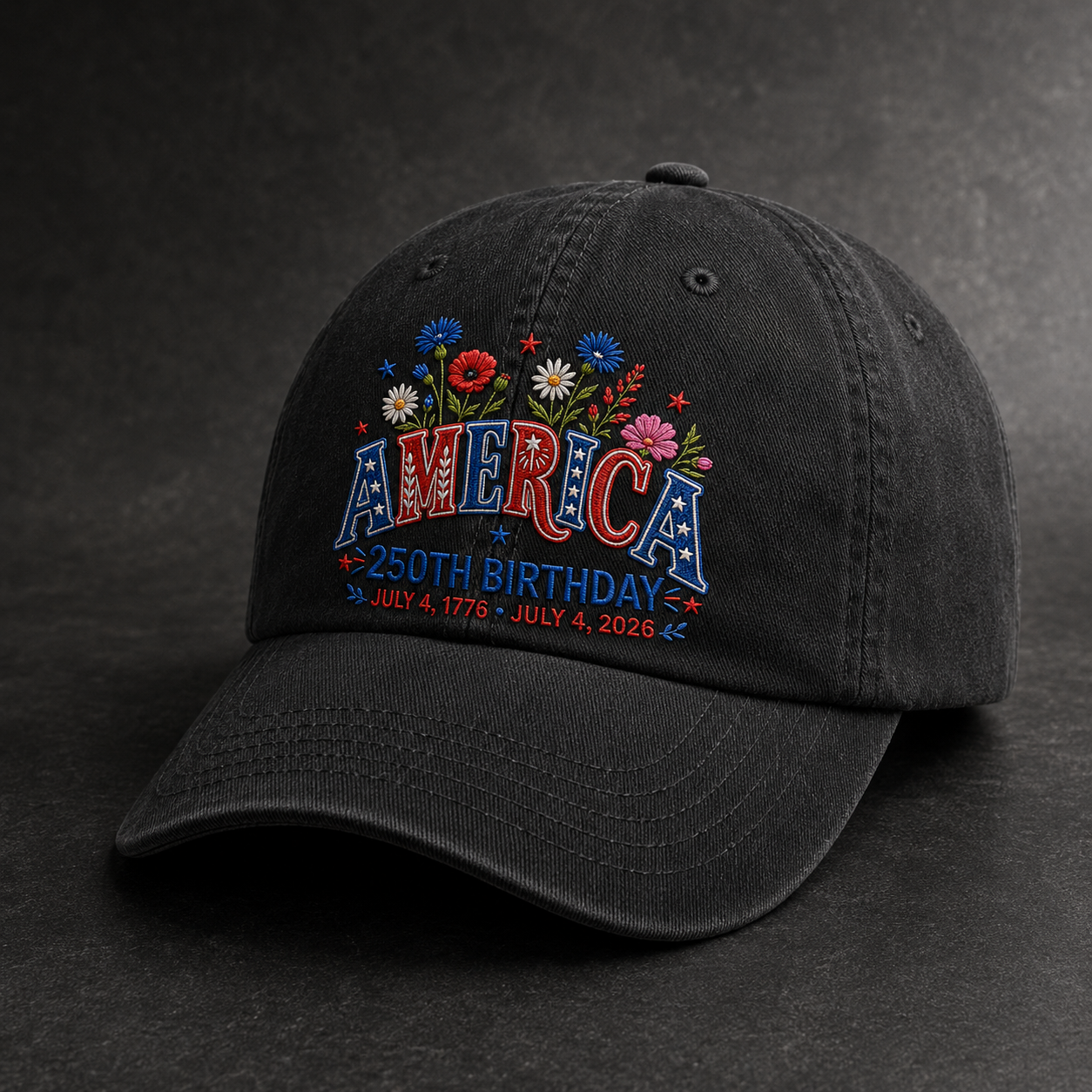 America 250th Birthday Washed Cap, Patriotic USA July 4 2026 Gift - washed cap - lifestyle view 5