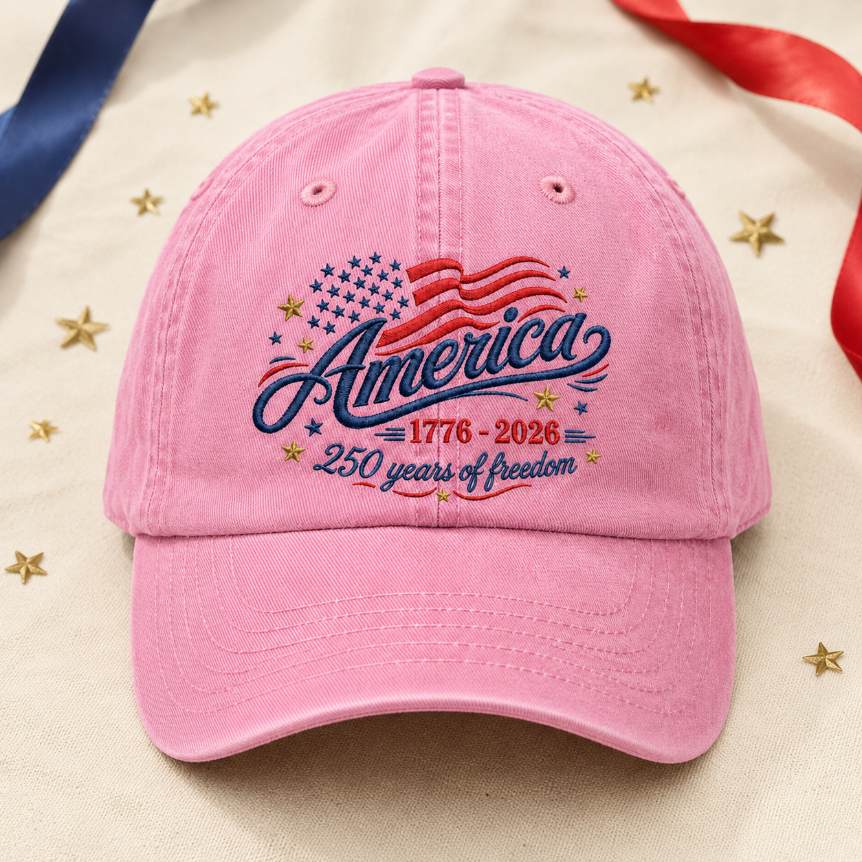 America 1776-2026 250 Years of Freedom Washed Cap, Patriotic USA Anniversary Hat - washed cap - lifestyle view 5