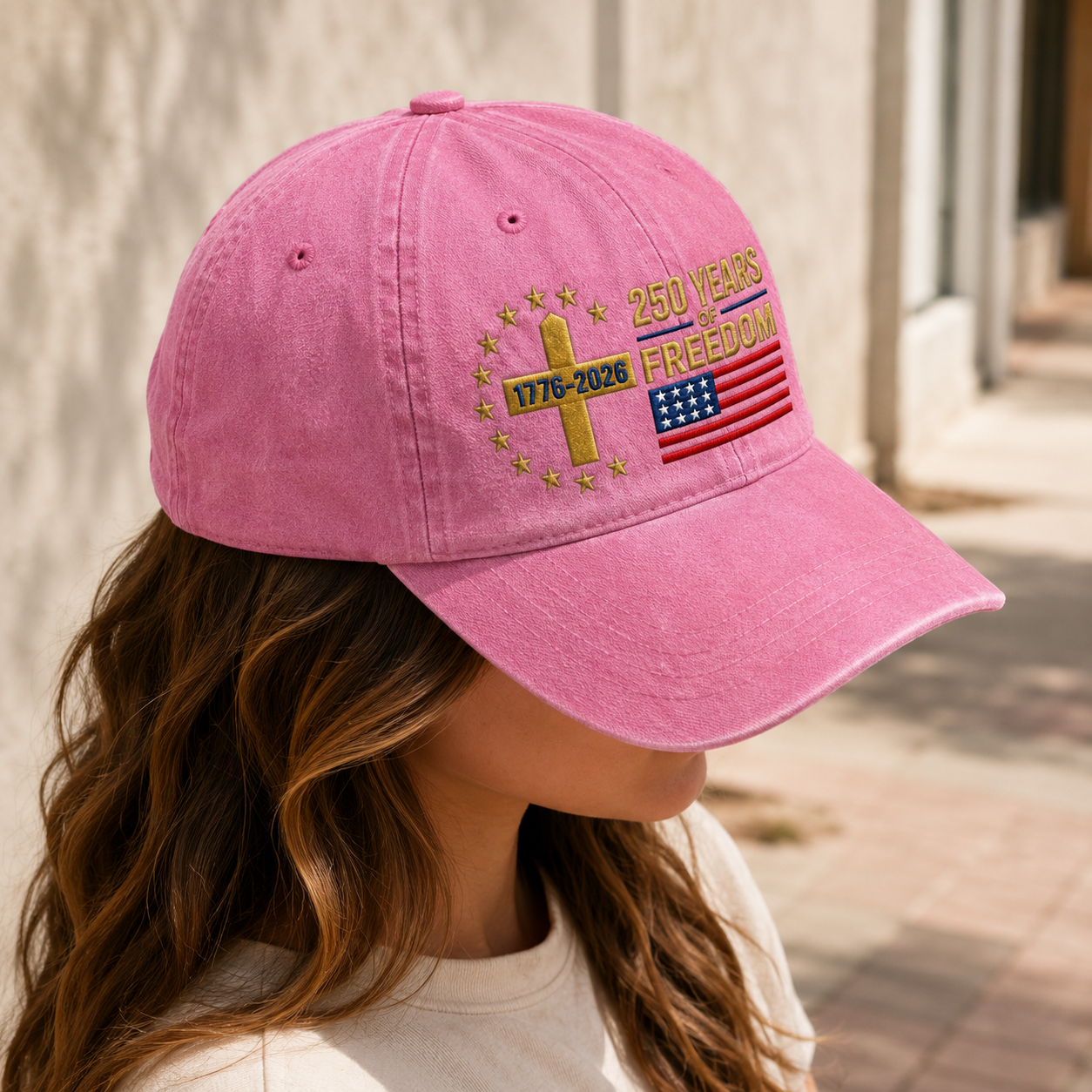 250 Years of Freedom Washed Cap, 1776-2026 USA Anniversary Hat - washed cap - lifestyle view 7