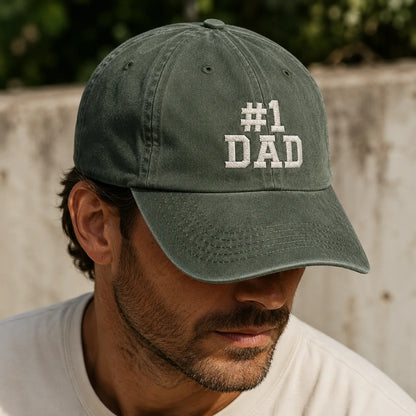 #1 Dad Embroidered Washed Cap - washed cap - alternate angle