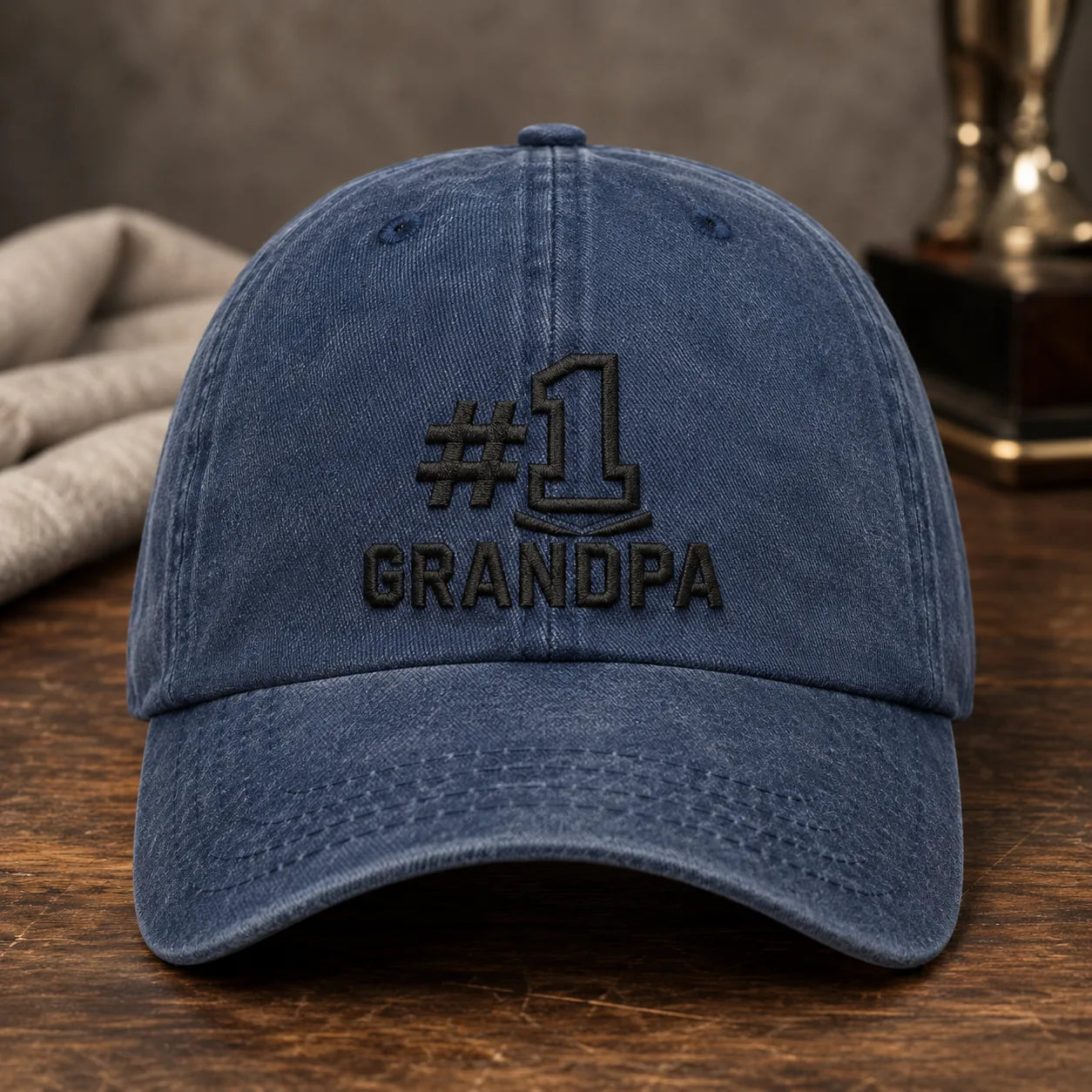 #1 Grandpa Washed Cap - washed cap - side view