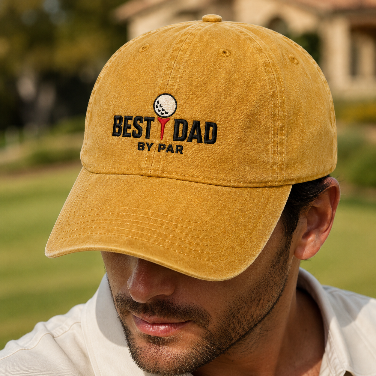 Best Dad By Par Washed Cap, Golf Dad Hat for Father's Day Gift - Washed Cap - lifestyle view 3