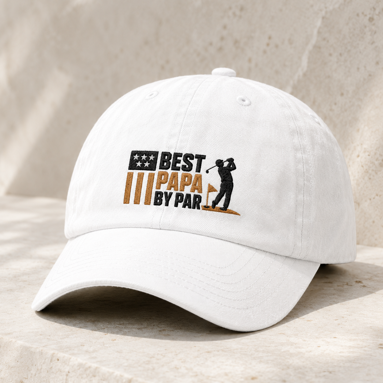 Papa By Par Golf Washed Cap, Father's Day Grandpa Hat - Washed Cap - detail view