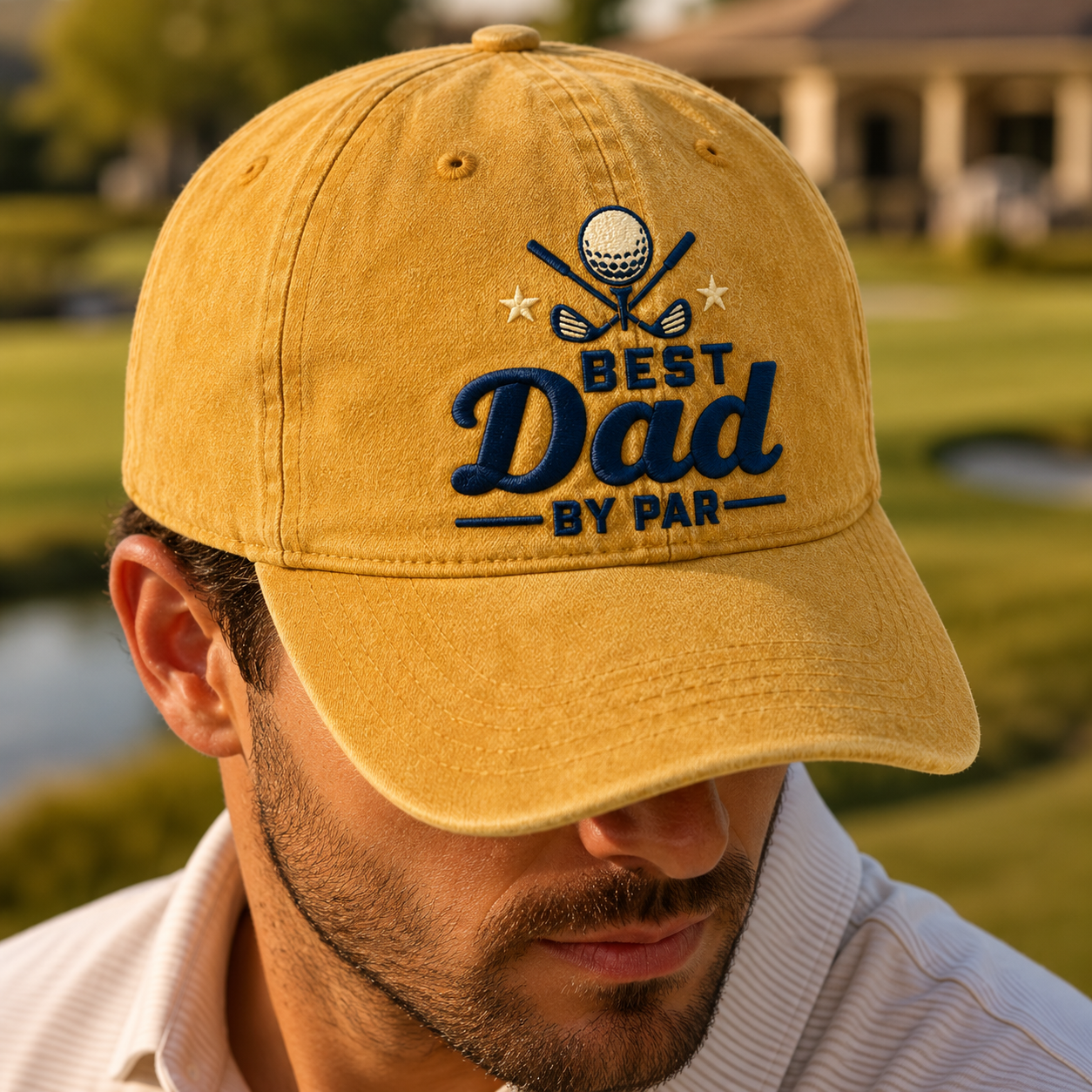 Best Dad By Par Washed Cap, Golf Dad Father's Day Gift Hat - Washed Cap - lifestyle view 3