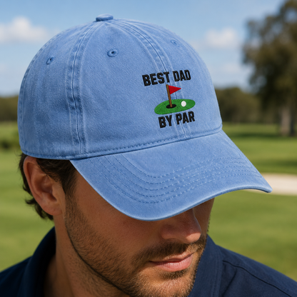Best Dad By Par Washed Cap, Golf Father's Day Hat for Course-Loving Dads - Washed Cap - lifestyle view 3