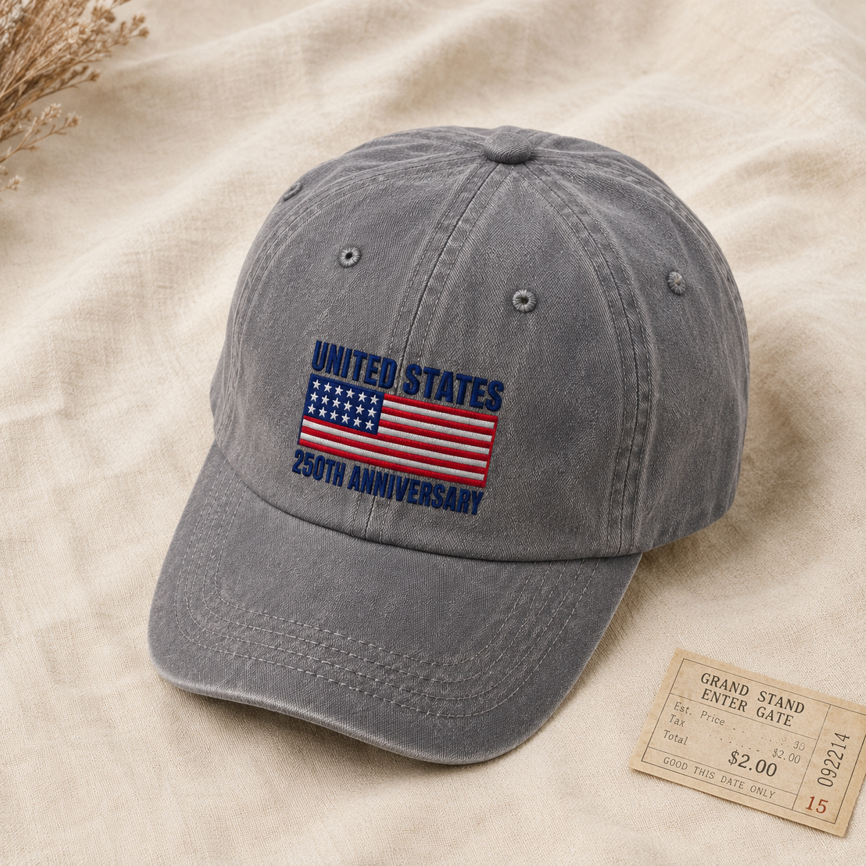 United States 250th Anniversary Washed Cap, Patriotic Flag Hat for America 250 Celebration - washed cap - lifestyle view 2