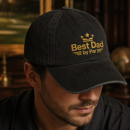Best Dad by Par Embroidered Washed Cap, Golf Father's Day Gift - Washed Cap - lifestyle view 2