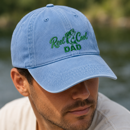 Reel Cool Dad Washed Cap, Fishing Father Gift for Father's Day - Washed Cap - lifestyle view 4