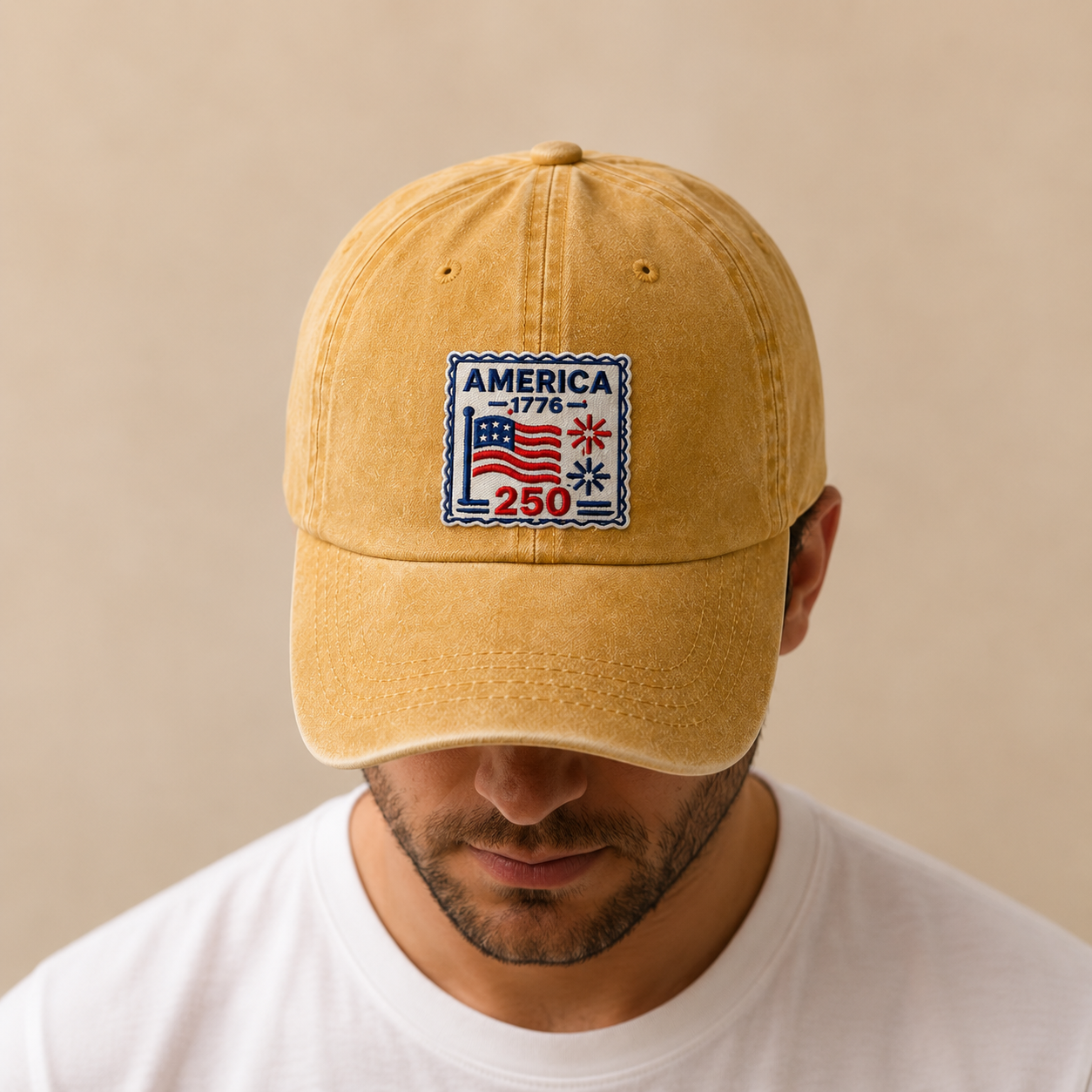 America 1776 250 Washed Cap, Patriotic USA Semiquincentennial Hat - washed cap - lifestyle view 6