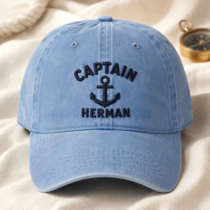 Captain Herman Anchor Washed Cap, Nautical Dad Hat for Boat Lovers - Washed Cap - lifestyle view 2