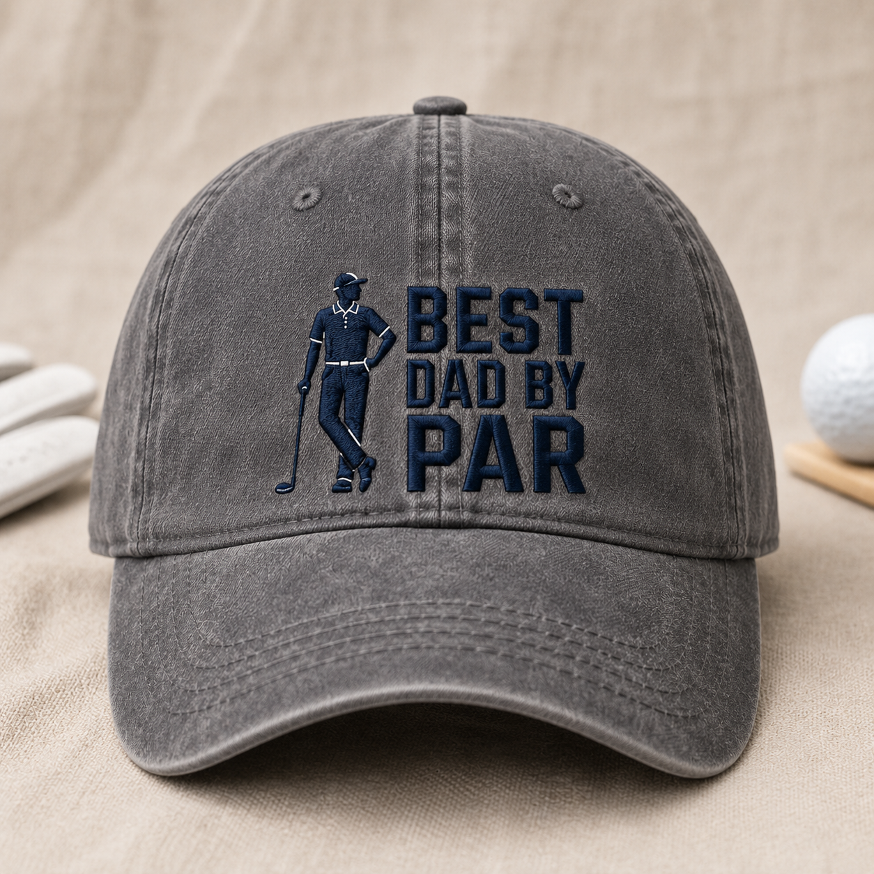 Dad By Par Washed Cap, Funny Golfer Father's Day Hat - Washed Cap - lifestyle view 2