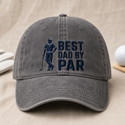 Dad By Par Washed Cap, Funny Golfer Father's Day Hat - Washed Cap - lifestyle view 2