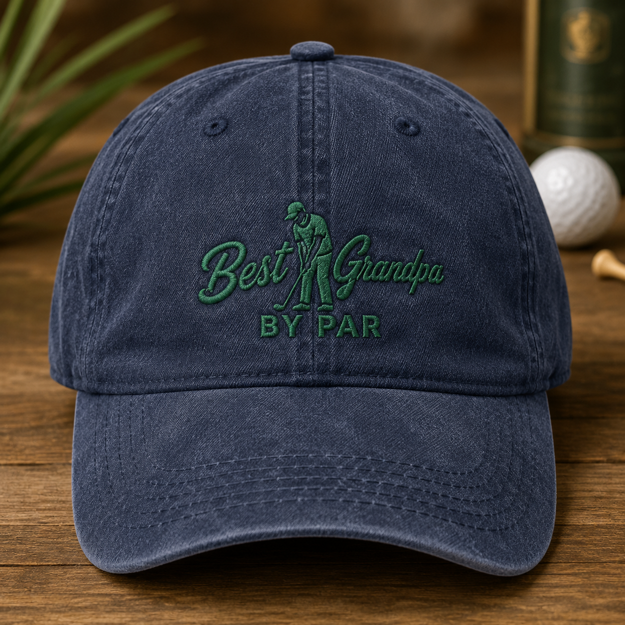 Best Grandpa By Par Golf Washed Cap, Father's Day Hat for Grandpa Golfer - Washed Cap - front view