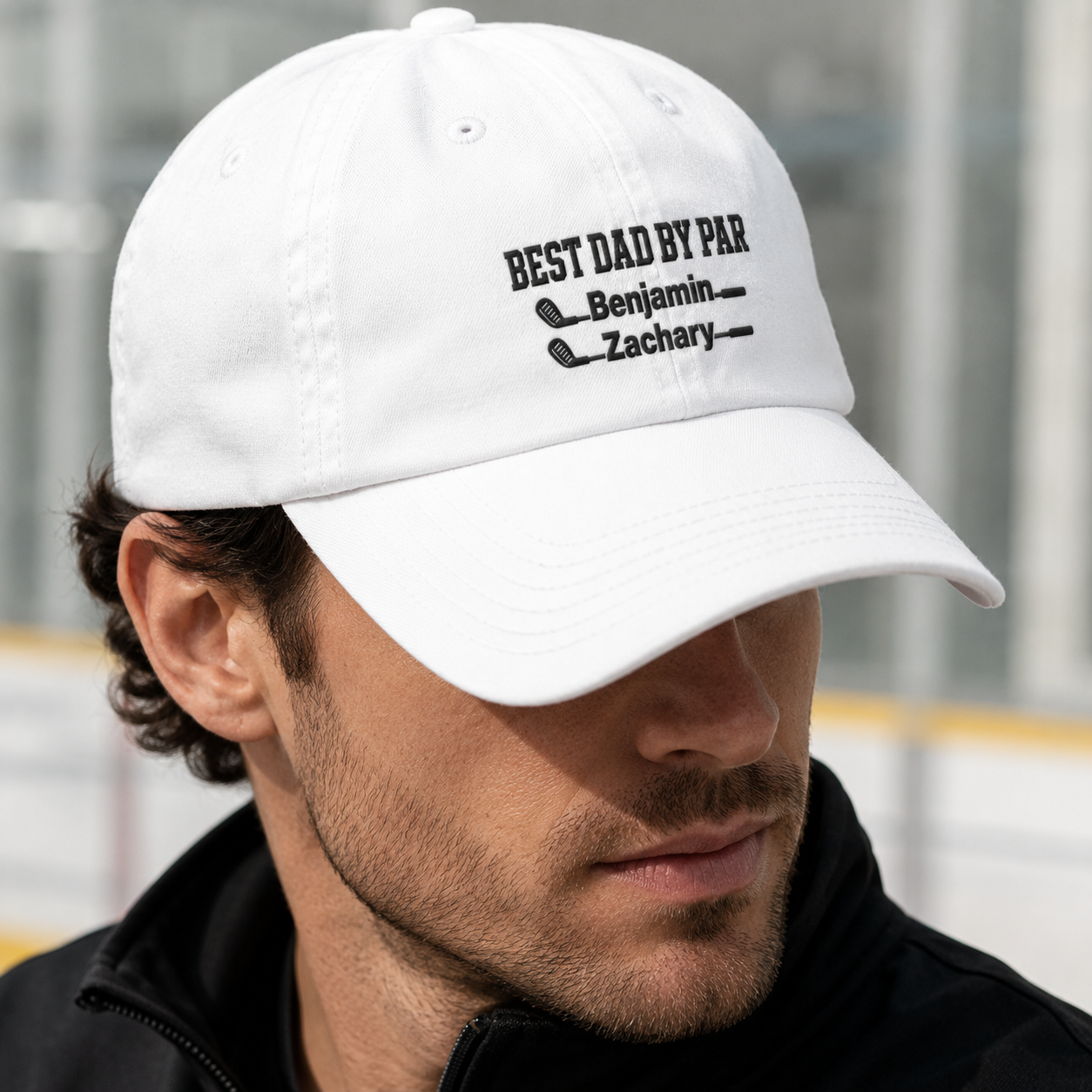 Dad By Par Washed Cap, Golf Dad Hat, Personalized Kids Names Father's Day Gift - Washed Cap - lifestyle view 4