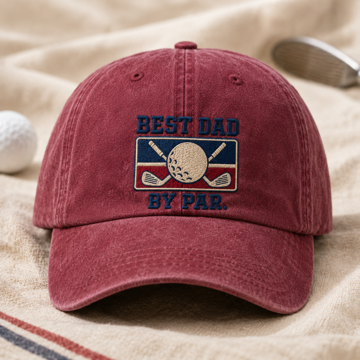 Best Dad By Par Washed Cap, Father's Day Gift for Golfing Papa - Washed Cap - lifestyle view 2