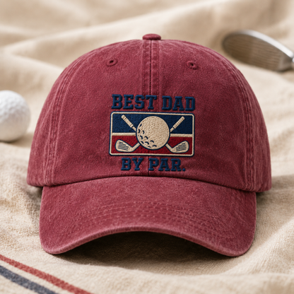 Best Dad By Par Washed Cap, Father's Day Gift for Golfing Papa - Washed Cap - lifestyle view 2