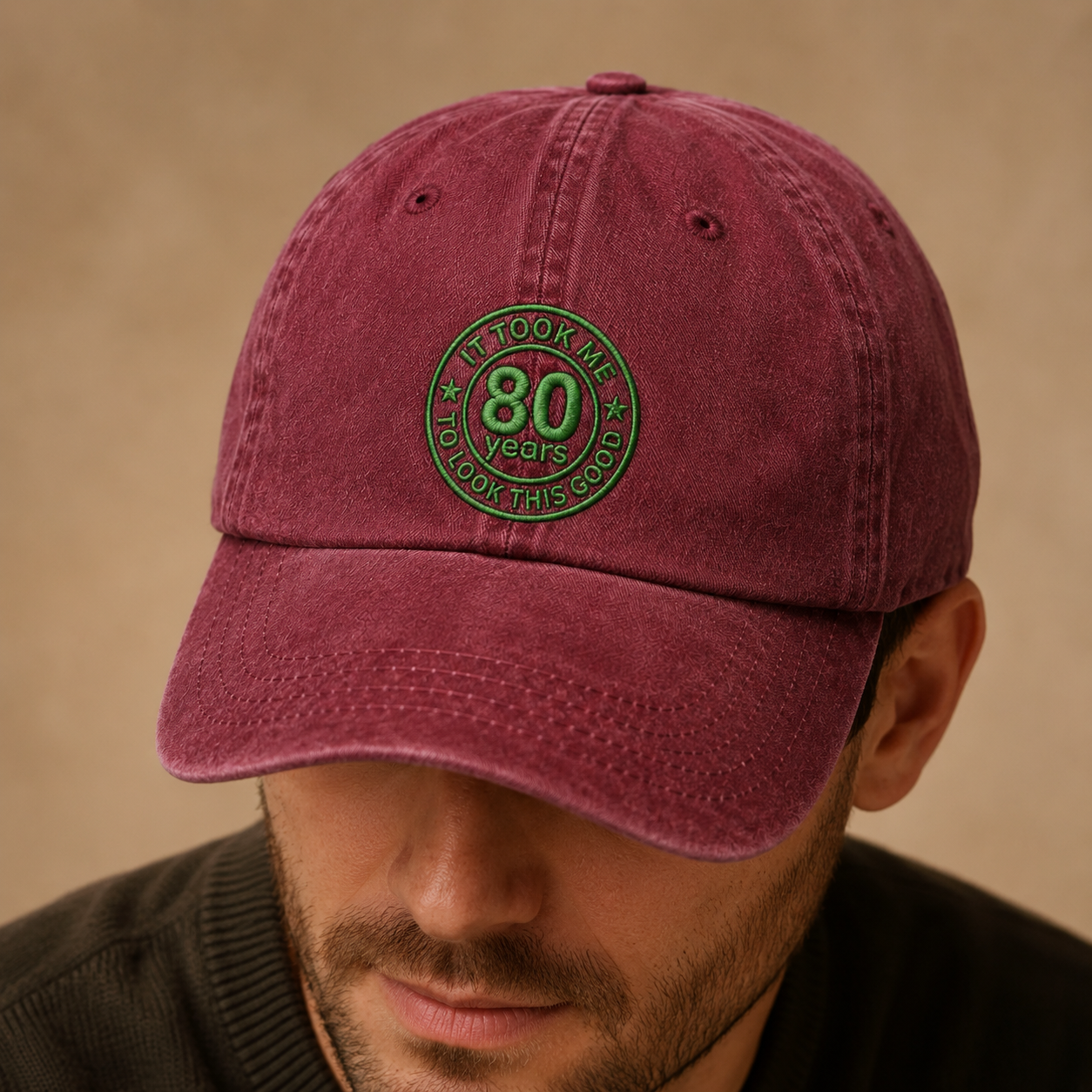 It Took Me 80 Years To Look This Good Washed Cap, 80th Birthday Hat - Washed Cap - lifestyle view 6