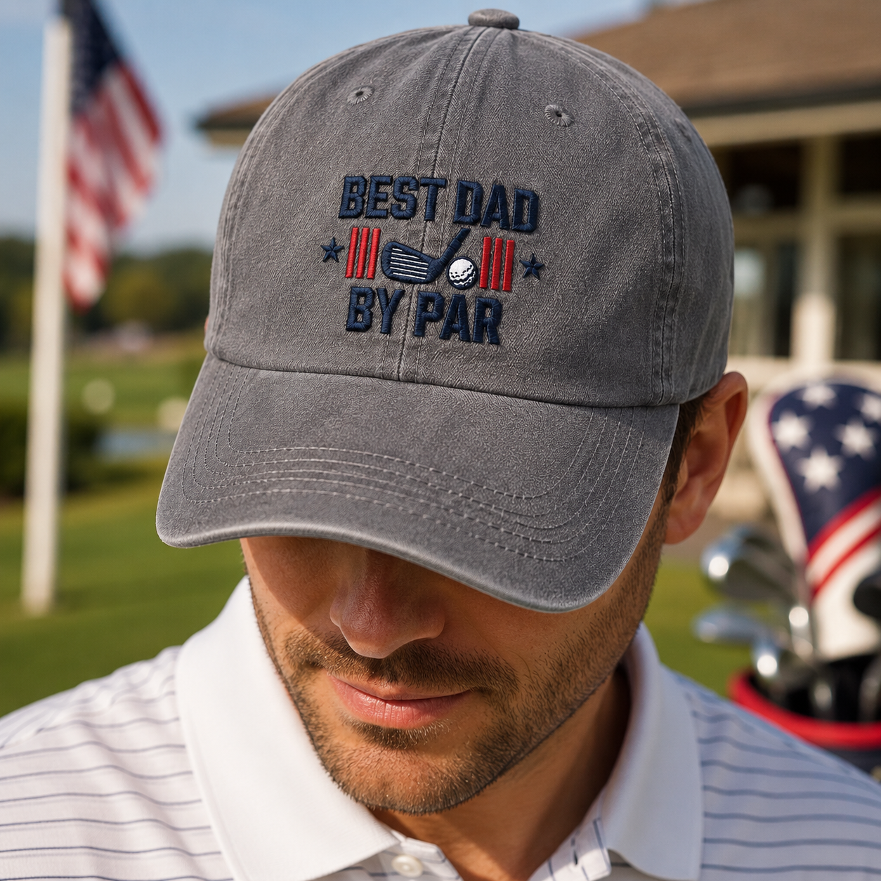 Best Dad By Par Golf Hat, Washed Baseball Cap for Father's Day - Washed Cap - lifestyle view 3
