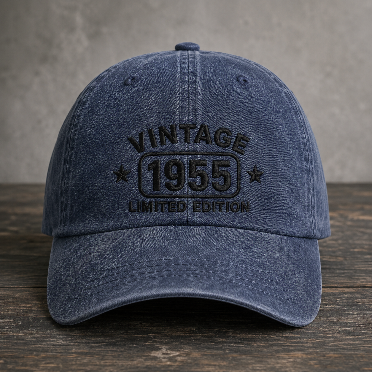 Vintage 1955 Limited Edition Washed Cap, 70th Birthday Hat for Men Women - Washed Cap - front view