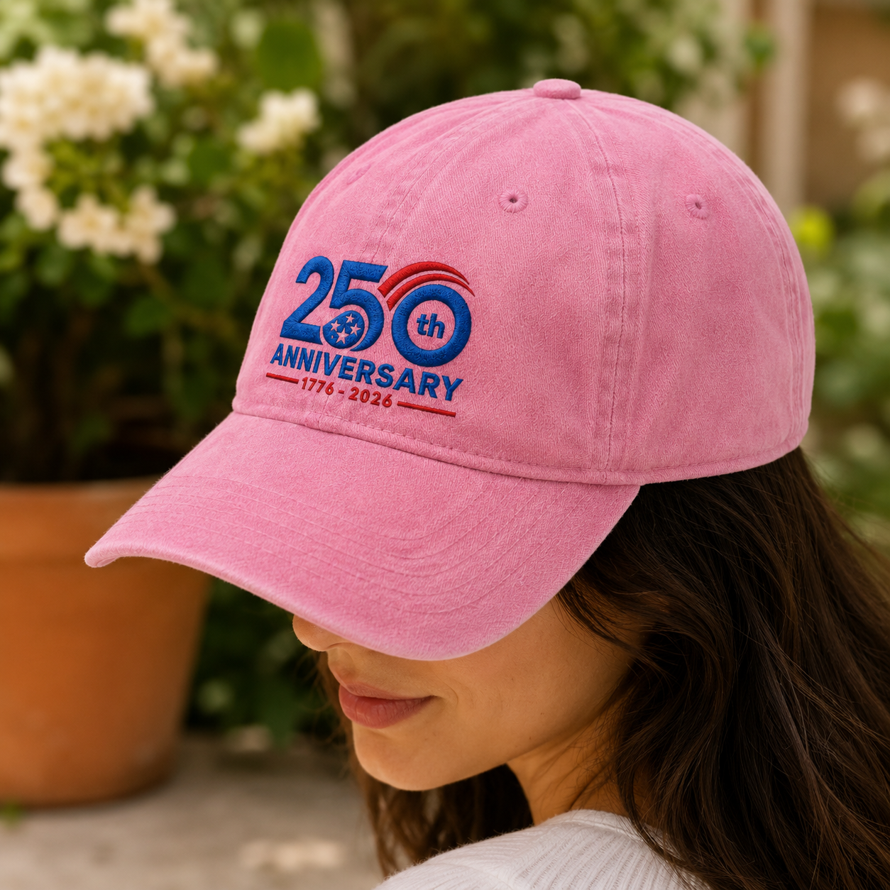 250th Anniversary Washed Cap, 1776-2026 Patriotic Independence Hat - washed cap - lifestyle view 8
