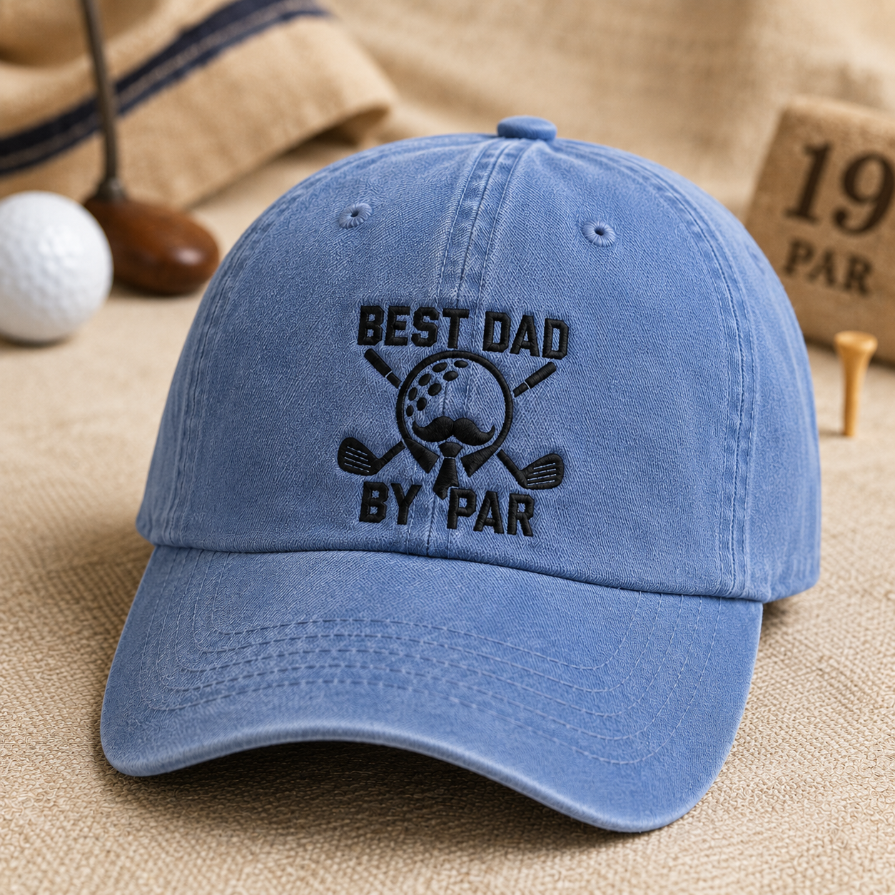 Best Dad By Par Washed Cap, Funny Golf Father Hat for Father's Day Gift - Washed Cap - lifestyle view 2