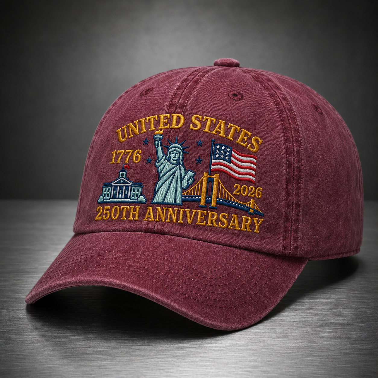 United States 1776 2026 250th Anniversary Washed Cap, Patriotic America Birthday Hat - washed cap - lifestyle view 4