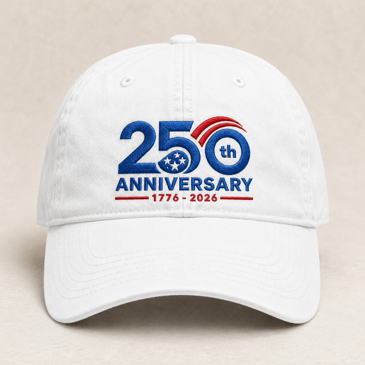 250th Anniversary Washed Cap, 1776-2026 Patriotic Independence Hat - washed cap - front view