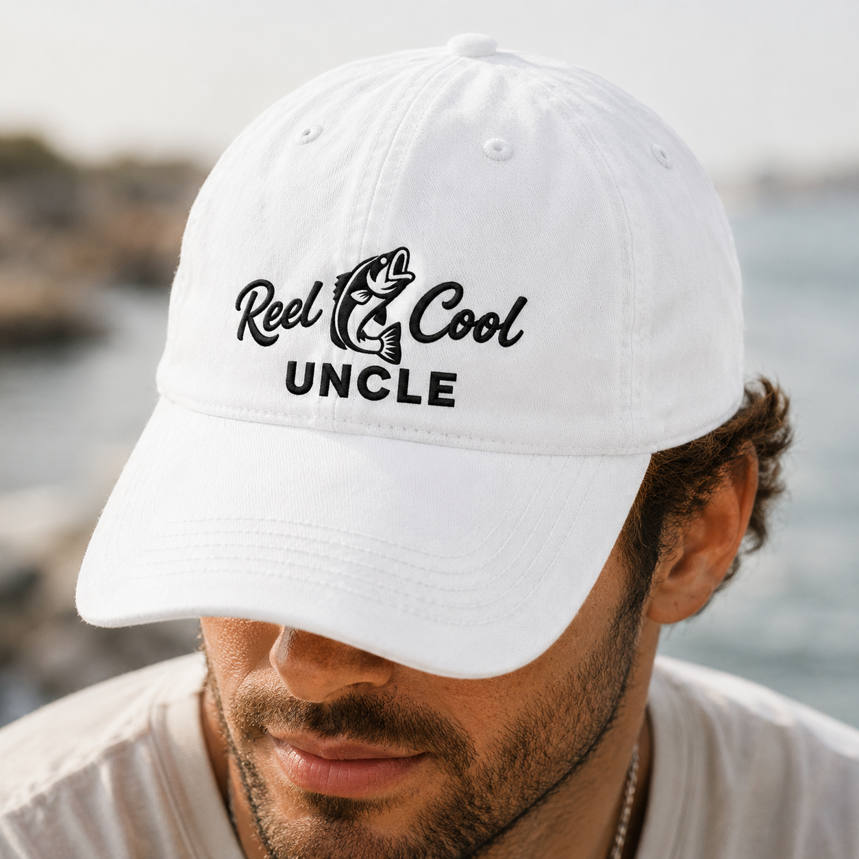 Reel Cool Uncle Washed Cap, Fishing Hat Gift for Anglers - Washed Cap - lifestyle view 3