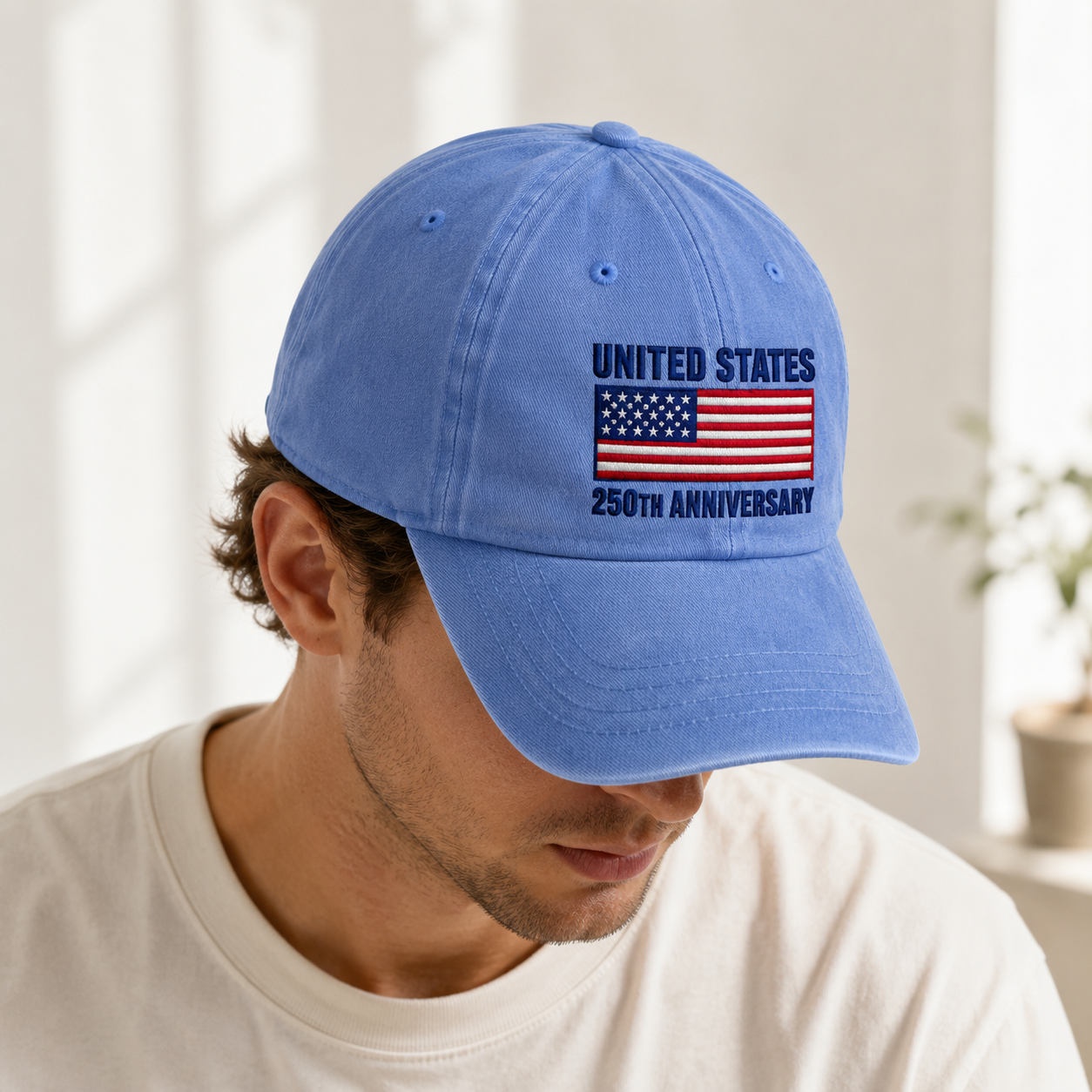 United States 250th Anniversary Washed Cap, Patriotic Flag Hat for America 250 Celebration - washed cap - lifestyle view 8