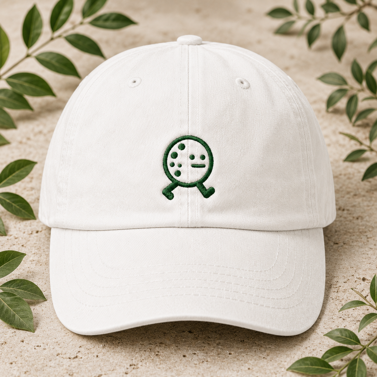 Pickleball Embroidered Washed Cap, Green Paddle Character Hat for Players - Washed Cap - detail view