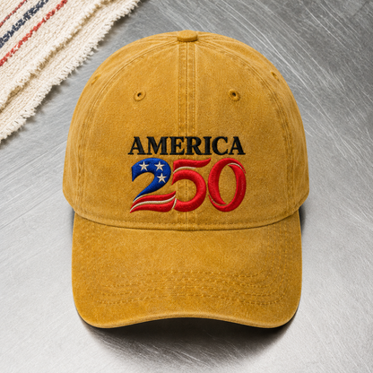 America 250 Washed Cap, Patriotic 1776 2026 Baseball Hat for Semiquincentennial - washed cap - lifestyle view 4