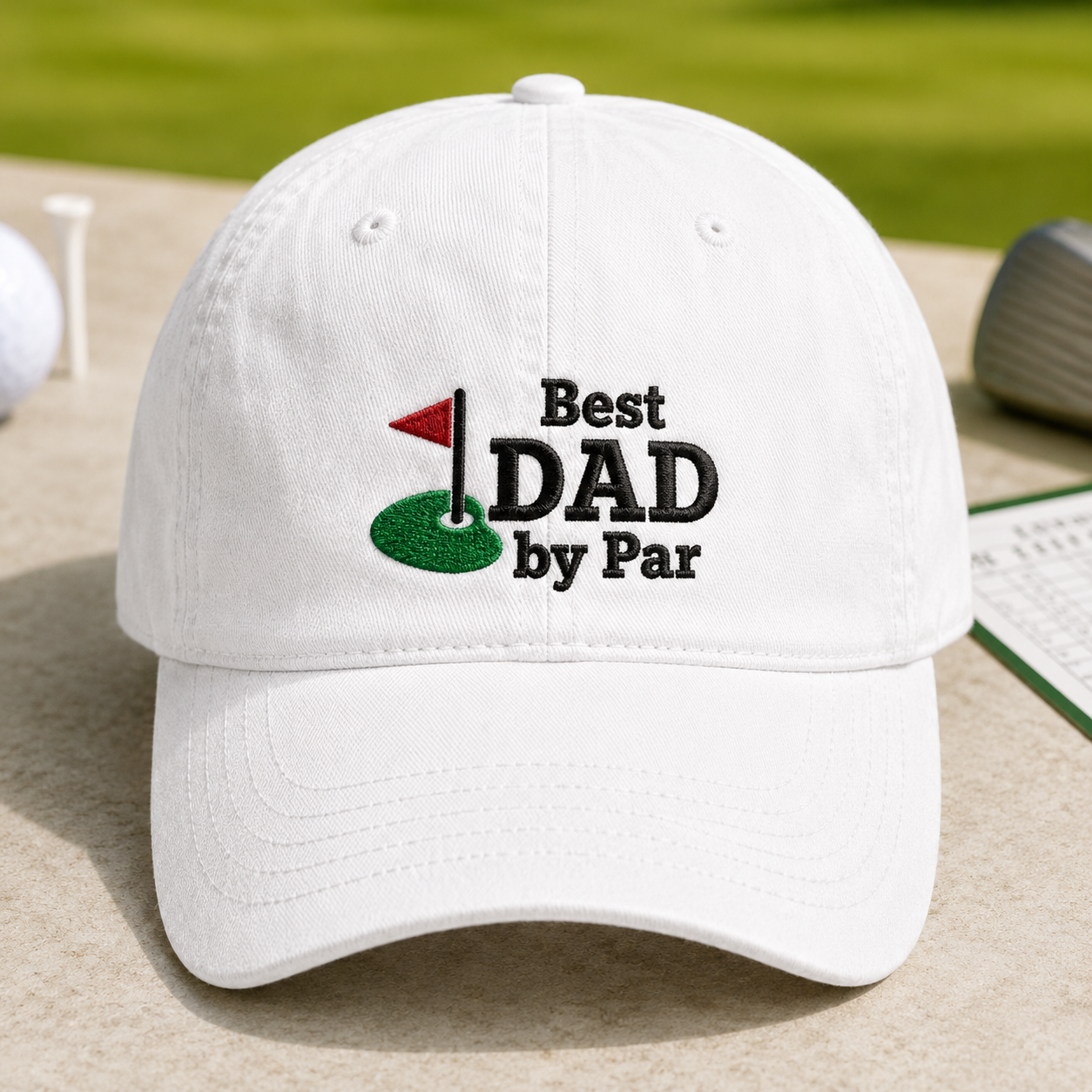 Best Dad by Par Washed Cap, Golfing Papa Hat for Father's Day - Washed Cap - front view