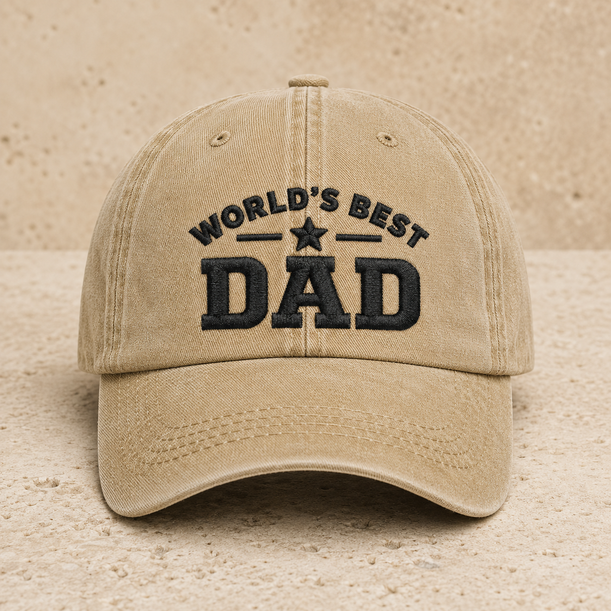 World's Best Dad Washed Cap, Father's Day Hat Gift for Dads - Washed Cap - detail view