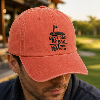 Dad By Par Love You Forever Washed Cap, Golf Father's Day Hat - Washed Cap - lifestyle view 4