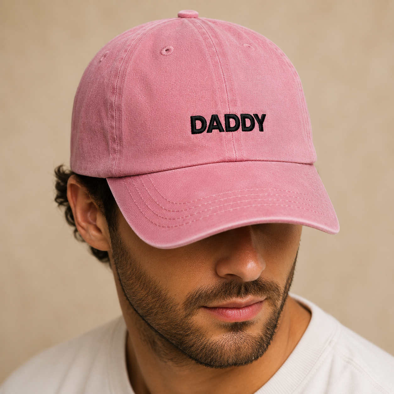 Daddy Embroidered Washed Cap, Funny Dad Hat Gift for Father's Day - Washed Cap - lifestyle view 4