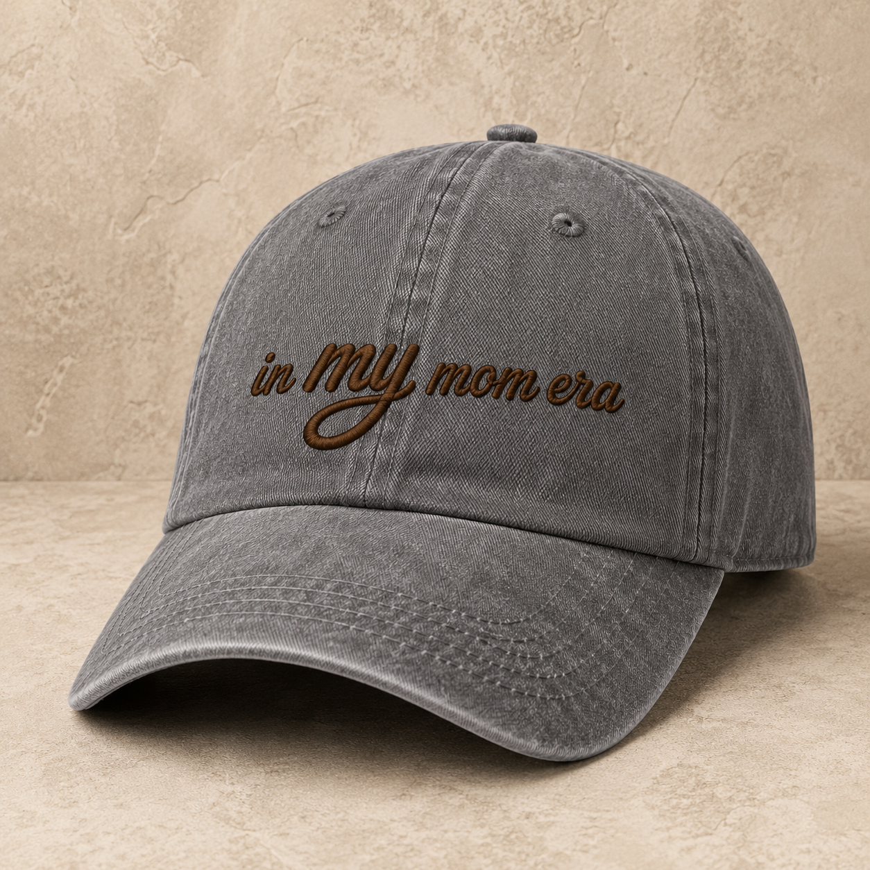 In My Mom Era Washed Cap, Embroidered Mama Hat Gift for New Moms - Washed Cap - lifestyle view 4