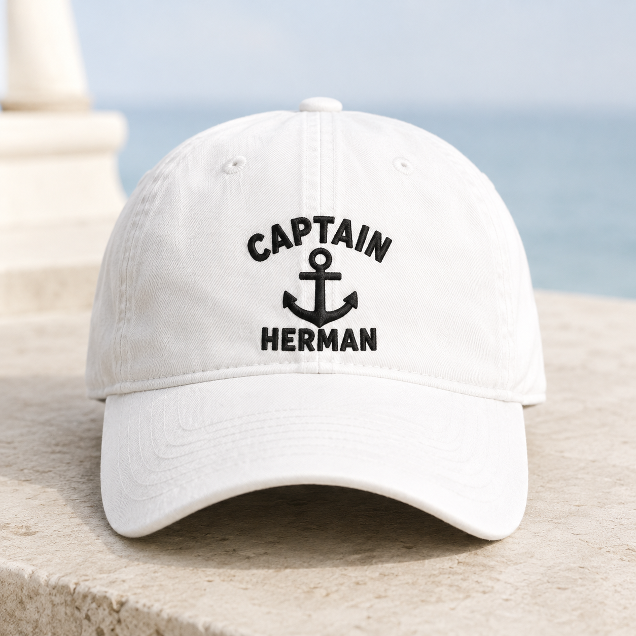 Captain Herman Anchor Washed Cap, Nautical Dad Hat for Boat Lovers - Washed Cap - detail view